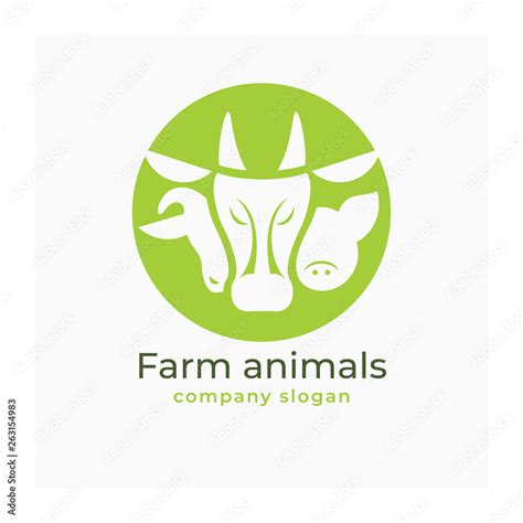 Agricultural Animals Logo Vector Sign Of Cow Pig And Ram Farm