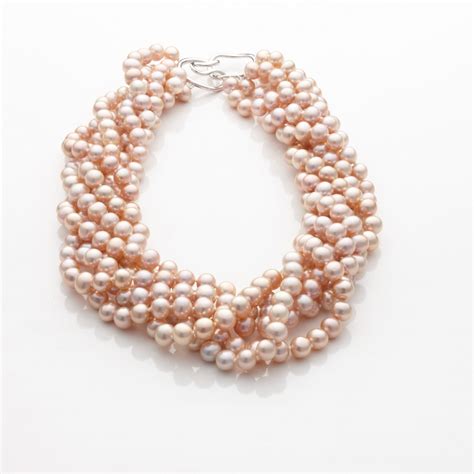 Gumps Six Strand Pink Freshwater Pearl Necklace Gumps
