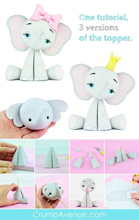 Cute Elephant Cake Topper Tutorial With Templates In 2021 Elephant