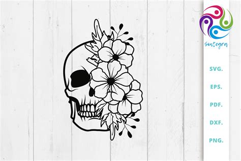 Skull With Flowers Svg Cut File – Crella
