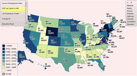 The capital city of the state. GDP per Capita by US State - YouTube