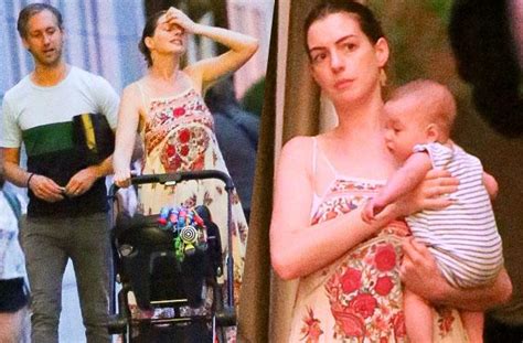 Tired Looking Anne Hathaway Spotted Out With Husband And New Baby Boy