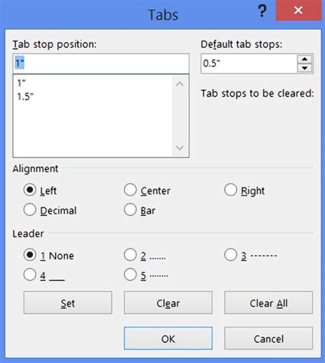 Type the horizontal location of the tab stop in the space labeled position. How to Set Tabs in a Microsoft Word Document (with ...