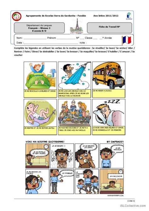 94 Routines Du Quotidien Français Fle Fiches Pedagogiques Pd