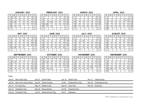 2023 Calendar Printable Free Pdf Holidays 35 Images 2023 United