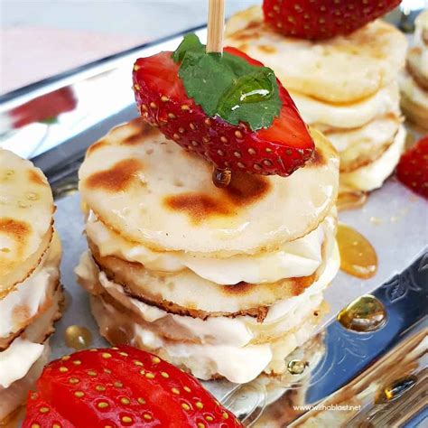 Mascarpone Filled Mini Pancake Stacks | With A Blast