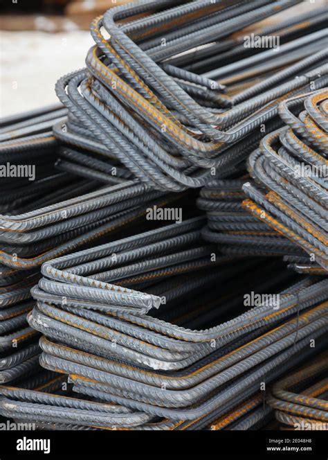 Steel Rods For Construction Metal For Concrete Base Close Up Of Iron