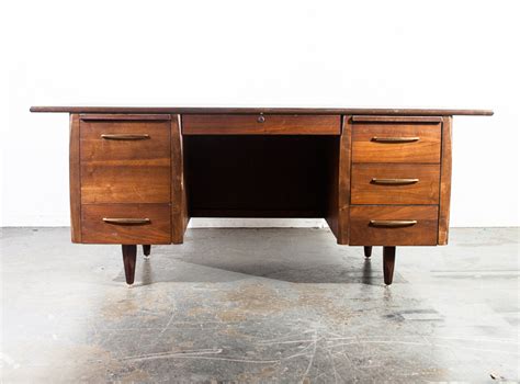 Mid century modern writing desk, solid sheesham wood work desk with 1 drawers. Mid Century Modern Desk Office Large Executive Vintage ...