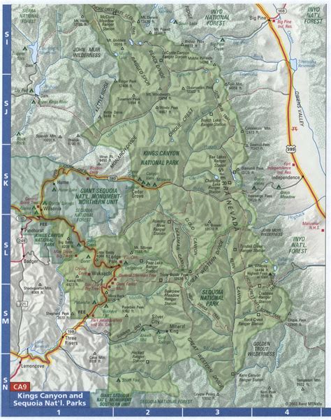 Map Of Sequoia And Kings Canyon National Park In California Interesting