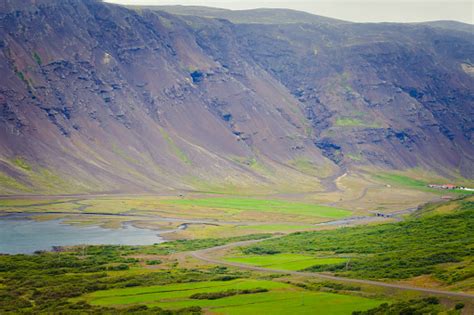 Beautiful Summer Icelandic Landscape With Fjord Isafjordur Iceland