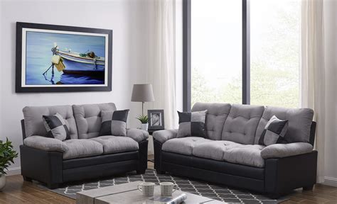 Living Room Simple Classic Plush Cushion Sofa And Loveseat Microfiber