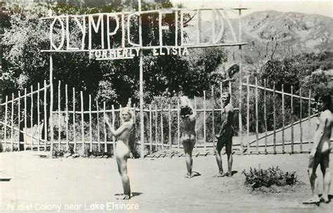 Vintage Rppc Olympic Fieldz Elysia Nudist Colony Near Lake Elsinore