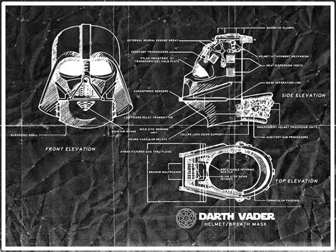 Star Wars Darth Vader Helmet Blueprint Etsy