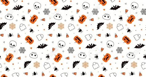 Seamless Repeat Pattern With Pumpkins Ghosts Candy Corn Bats Spider