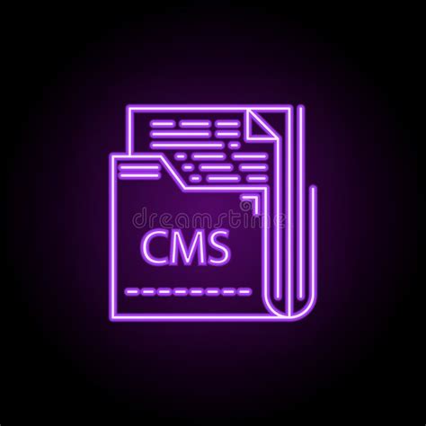 Cms Icon Elements Of Web Development In Neon Style Icons Stock