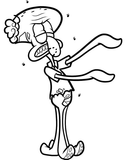 Squidward Tentacles Spongebob Zombie Coloring Pages Coloring Cool