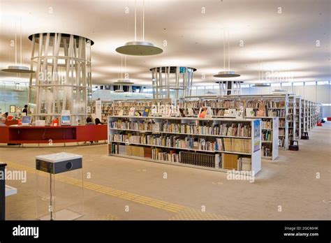 Contemporary Architectural Design In A Library In Tokyo Japan Stock