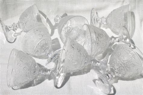 Vintage Duncan And Miller Sandwich Glass Ice Cream Dishes Or Sherbet Set