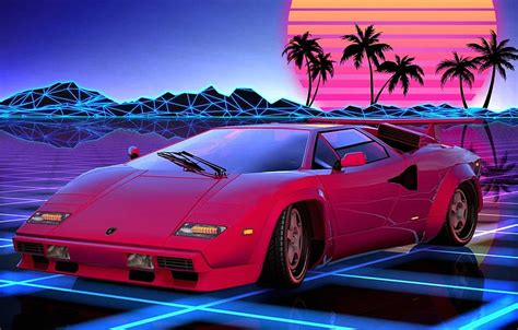 Auto Music Lamborghini Retro Machine Style Neon Sports Hd