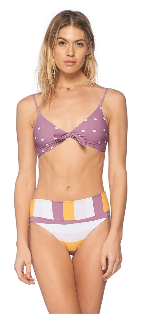 Printed Purple High Waist Bikini With Polka Dots Sun Bands Hella Cool