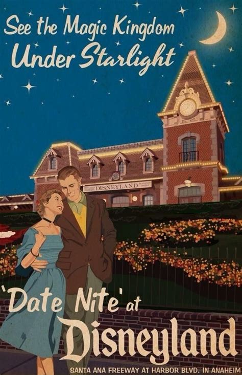 Date Night At Disneyland Disneyland Vintage Poster Disney Posters