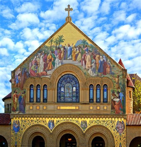 Stanford Memorial Church Fragment At Center Of University Campus In