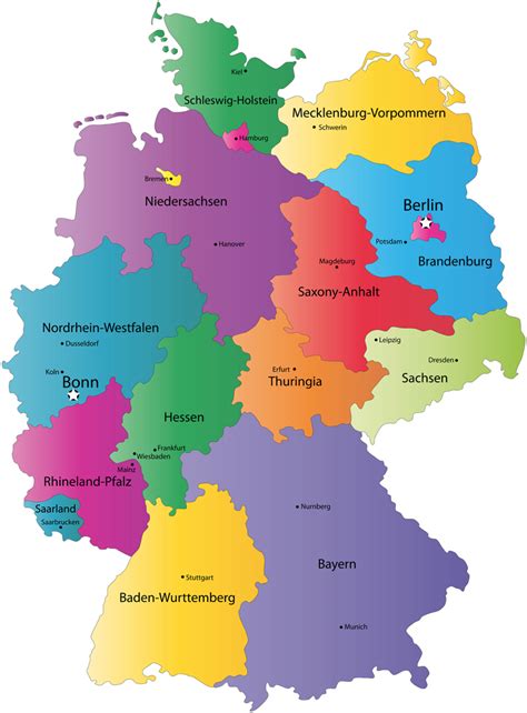 German States And State Capitals Map States Of Germany