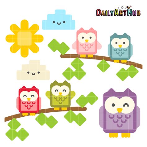 Tree Owls Clip Art Set Daily Art Hub Free Clip Art