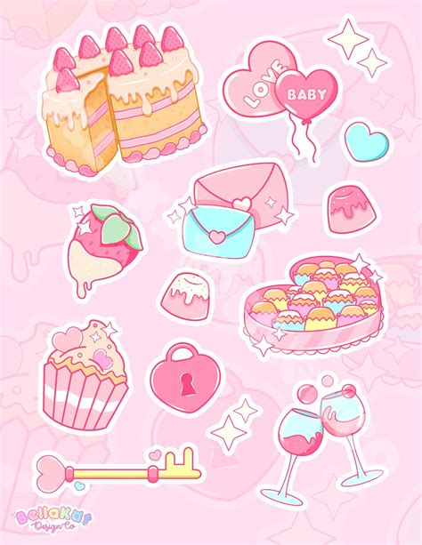 Cute Valentines Girl Sticker Pack Kawaii Pink Sticker Pack Etsy