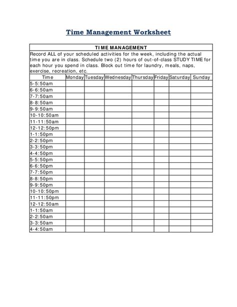 Free Printable Time Management Worksheet Free Printable Templates