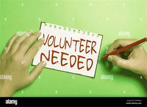 Conceptual Caption Volunteer Needed Word Written On Asking Person To