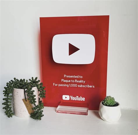 Red Youtube Play Button Award Plaque To Reality