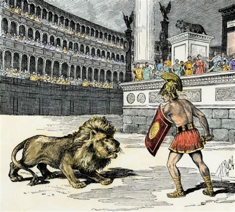 Draw this hen by following this drawing lesson. Lion and a prisoner facing off in ancient Rome (5877754)