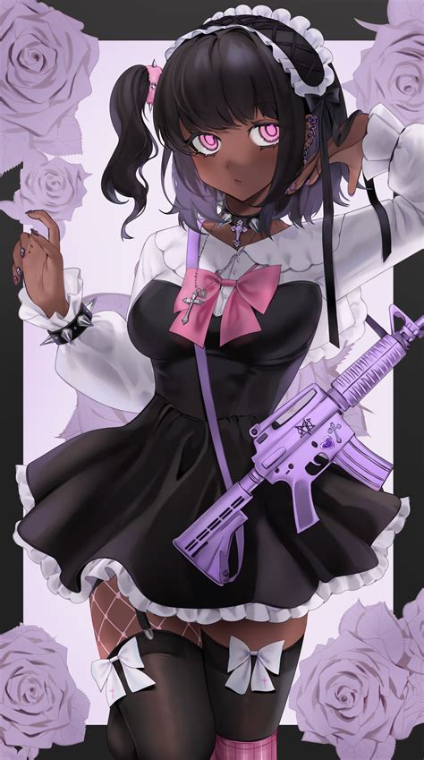 Download Wallpaper 1862x3336 Girl Maid Rifle Weapon Anime Art Hd