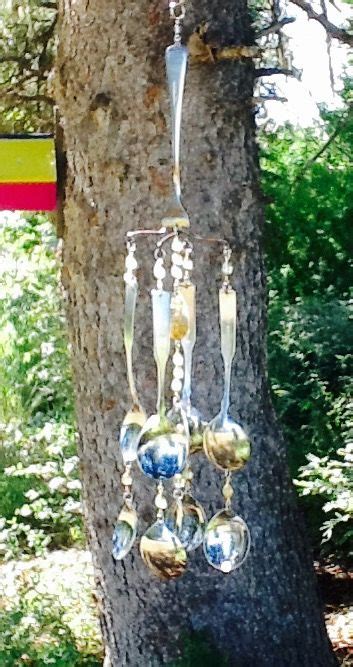 Wind Chime Made From Silverware And Recycled Jewelry Recycled Metal