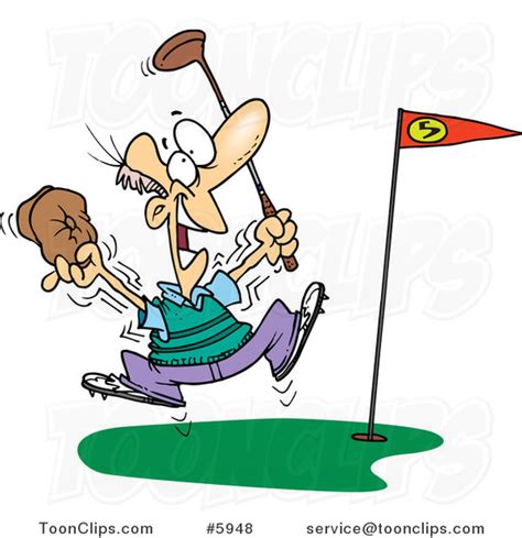 Cartoon Golfer Celebrating A Hole In One 5948 By Ron Leishman