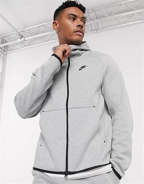 Nike Tech Fleece Zip Through Hoodie In Grey Asos