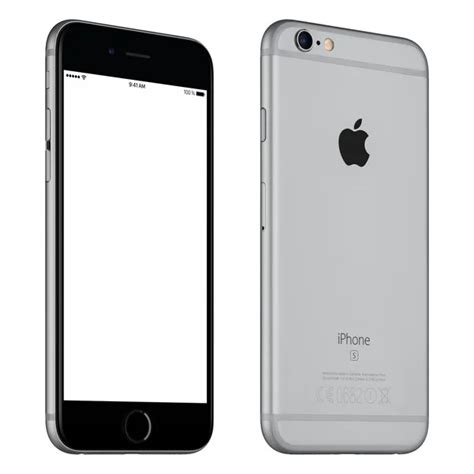 Space Gray Apple Iphone 6s Mockup Front View And Back Side Stock