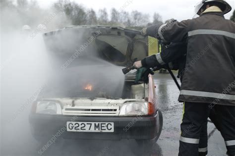 Firefighter Extinguishing A Fire Stock Image T6640155 Science Photo Library