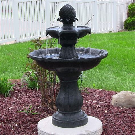 Sunnydaze 2 Tier Solar Powered Outdoor Water Fountain With Battery