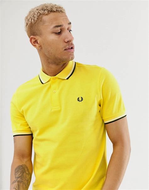 Fred Perry Twin Tipped Polo In Yellow Asos