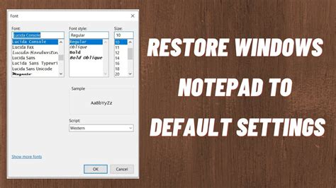 Restore Windows Notepad To Default Settings Youtube