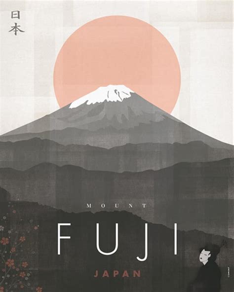 Mount Fuji Japan Wall Decor Art Poster Illustration Digital Print