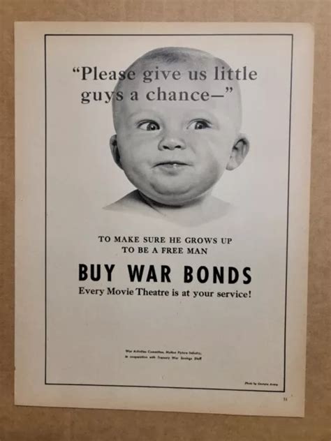 Vintage 1940s Buy War Bonds Print Ad Wwii Ww2 Give Us Little Guys A