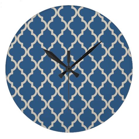 Moroccan Pattern Blue And Beige Large Clock