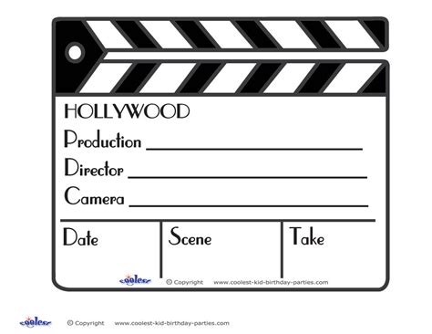 Printable Clapboard Decoration Hollywood Party Theme Hollywood Theme
