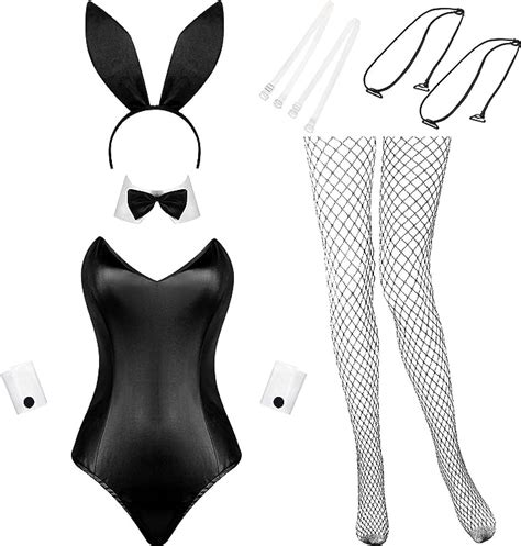 Bunny Costume Women Lingerie And Tails Bodysuit Role Play Rabbit Outfit Set For Halloween
