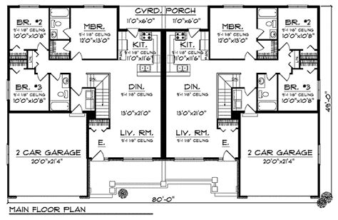 House Plans Duplex Ranch Duplex House Plan Ranch Plans Exterior Floor