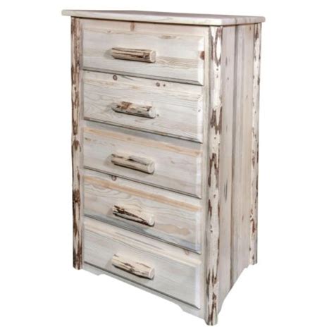 Rustic Log 5 Drawer Dresser Unfinished Pine Solid Wood Dressers Amish