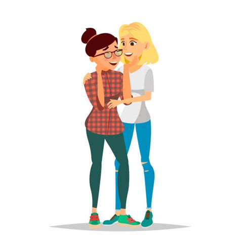 Cute Lesbian Couple Cartoons Illustrations Royalty Free Vector